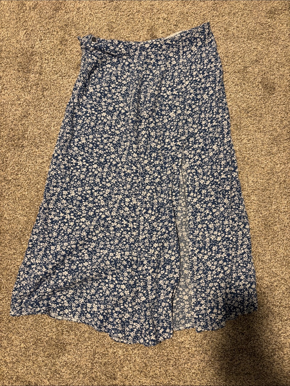 Blue Floral Midi Skirt